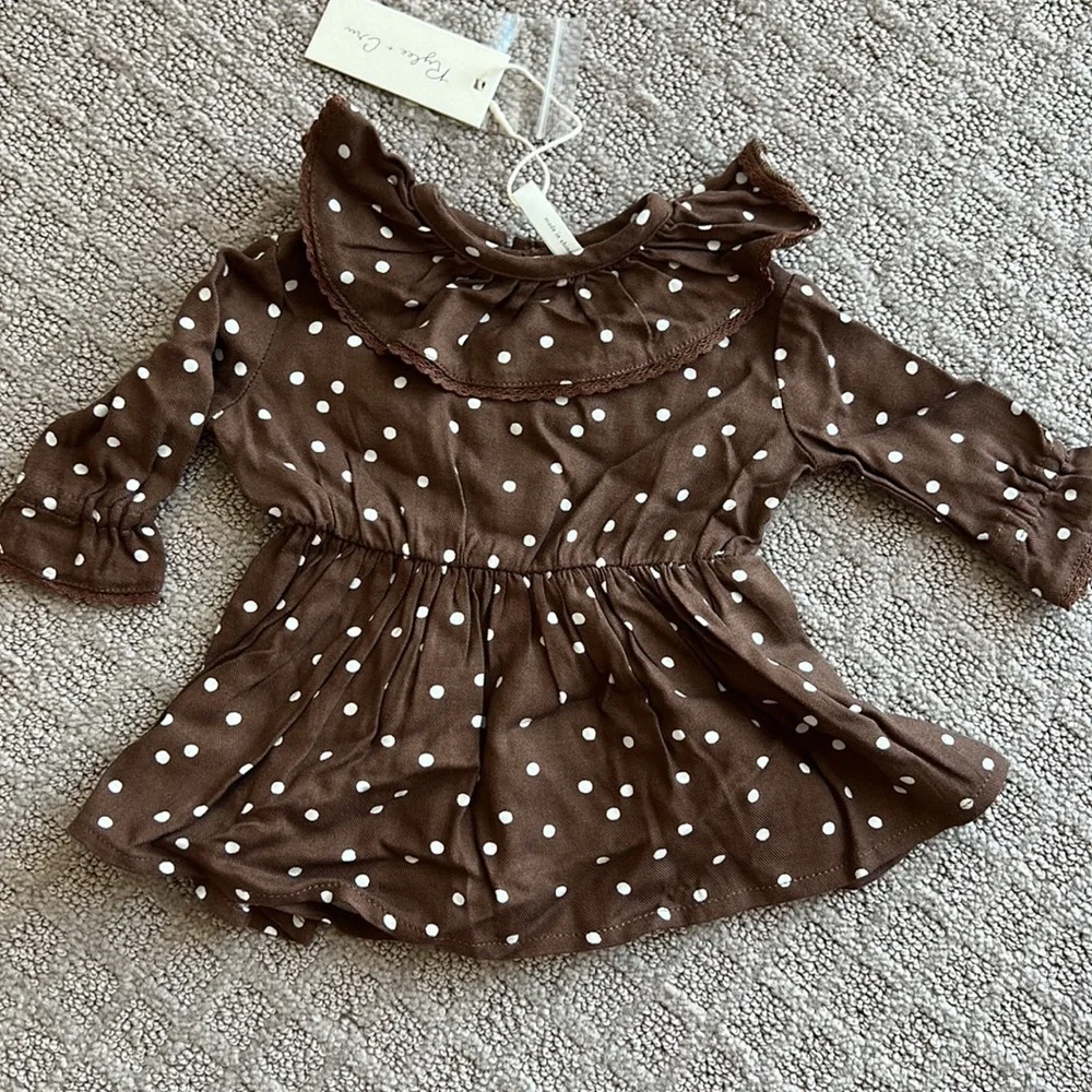 NWT Rylee + Cru polka dot dress 0-3 months